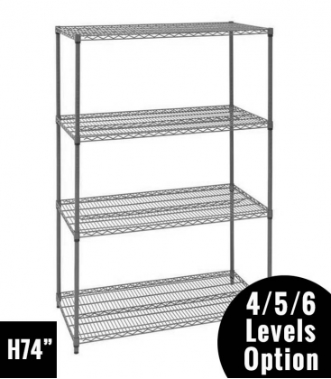 Black epoxy wire shelving. Cold room storage rack solution.