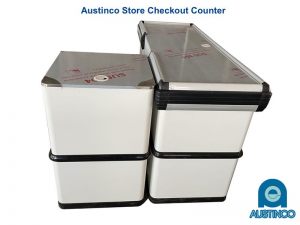 Modular Store Checkout Counters - The cashier counter can be positioned to the left, right, front and rear of the main unit.