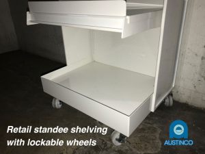 Austinco standee shelving with wheels - Reposition it anytime, anywhere